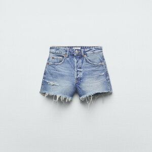 Zara TRF Distressed High Rise Denim Shorts - Size 28/US 6
